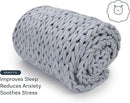 Nuzzie Chunky Knit Weighted Blanket - Breathable, Cooling, Hand Made Knit Throw Blanket for Sleep - Machine Washable, Stylish Decor Design (Misty Grey, Queen | 22lbs | 60"x80") by CozyNest Decor