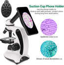 BNISE Microscope kit for Kids Adults Students, 40X-2000X Magnification, Prepared Slides Kit, Dual LED Illumination, All Glass Optics, and Cordless Capability for Children Beginner by TinyTreasures Baby Boutique
