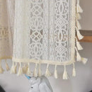 Sutuo Home Boho Sheer Curtain Valance Crochet Lace with Bohemian Hollow Knitted Handmade Tassels, Short Rustic Window Treatment for Kitchen Cafe, Rod Pocket, 1 Panel 59" W x 18" L, Beige by CozyNest Decor