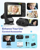 Wireless Baby Car Camera with 1080P Advanced Night Vision and 32H Battery, No Wi-Fi Needed Easy Setup Car Baby Monitor with Video Recording Adjustable Angle, Newborns Travel Essentials Gifts by TinyTreasures Baby Boutique
