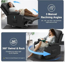 Recliner Chairs with Recliner Side Table End Table for Adults, Massage Rocker, USB Ports, 360 Degree Swivel Single Sofa Seat Living Room by CozyNest Decor