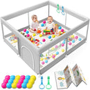 Baby Playpen with Mat, 50x50 Inch Playpen with Mat Waterproof for Babies and Toddlers Play Pen Playards Safety Gate Fence Active Center Indoor by TinyTreasures Baby Boutique