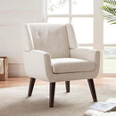 HUIMO Accent Chair Living Room Chair, Upholstered Button Tufted Armchair, Linen Fabric Sofa Chairs for Bedroom, Living Room, Mid-Century Modern Comfy Reading Chair (Beige) by CozyNest Decor
