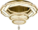 Flashing God Crystal Chandeliers Dia 32" Gold Chandelier Flush Mount Ceiling Light for Bedroom Living Room Dining Room Hallway Dimmable 3 Rings LED Celing Lighting Fixtures by CozyNest Decor
