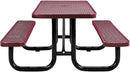 Global Industrial 6’L Rectangular Picnic Table, Expanded Metal, Red Thermoplastic Coating, Attached Benches, 1-1/2” Umbrella Pole Hole, Outdoor-Rated, 1000 lb Capacity, 72” x 30” Tabletop by GreenHaven Gardens