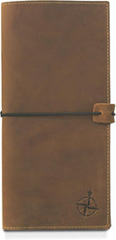 WANDERINGS Genuine Leather Passport Wallet - 4.25 x 9 - Large Leather Passport Holder for Travel - Folding Leather Travel Wallet Case with RFID Blocking, Travel Organizer for Men and Women by TinyTreasures Baby Boutique