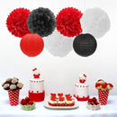 Red-Black White Party-Decorations Paper Flowers Lanterns - 15PCS Halloween Birthday Tissue Pom Poms Streamers,Wedding Baby Bridal Shower Hanging Supplies Decor Hugfond by CozyNest Decor
