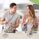 4 Pcs Portion Control Plates & Bowls Set (2 Plates + 2 Bowls, 9 Inch) - Self-Measuring for Weight Loss, Gastric Bypass, LapBand, Diabetes & Healthy Diets, Pink & Blue, for Adults & Children by CozyNest Decor