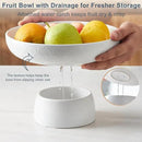 ONEMORE Ceramic Fruit Bowl, 10" Large White Removable Pedestal Bowl for Kitchen Counter, Modern Footed Fruit Bowl with Draining Holes, Decorative Fruit Bowls for Vegetables, Snacks, Candies by CozyNest Decor