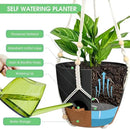 Hanging Planters for Indoor Outdoor Plants, 2 Pack Self Watering Hanging Pot with Drainage Holes, Removable Tray & 2 Kinds of Plant Hangers, 10'' Hanging Flower Pots for Home Garden Decor, Black by GreenHaven Gardens