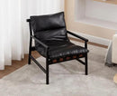 Kmax Modern Sling Accent Chairs Set of 2 Upholstered PU Leather Living Room Chairs Solid Wood Frame Arm Chairs Comfy Lounge Chairsfor Bedroom, Reading Room, Black by CozyNest Decor
