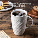 AmorArc Extra Large Coffee Mugs Set of 6, 20oz Ceramic Tall Coffee Mugs Set with Textured Geometric Patterns for Coffee/Tea/Beer/Hot Cocoa, Dishwasher & Microwave Safe,Beige by CozyNest Decor