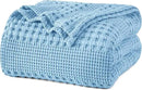 PHF 100% Cotton Waffle Weave Blanket King Size, Soft Lightweight Breathable Cozy Summer Blankets for Bed, Luxury Aesthetic Woven Bedding for Home Decor, 108"x90", Sky Blue by CozyNest Decor