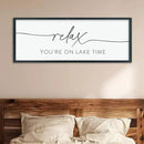 Relax You're On Lake Time Sign Wall Decor 40"×15" Lake House Bedroom Large Wood Framed Hanging Wall Art (Black) by CozyNest Decor