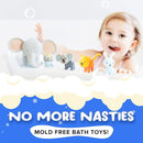 SplashEZ Animals Bath Toys for Toddlers, Mold Free Bath Toys for Kids, No Hole for Water Soft Durable Elephant Play Set for Bathtub, Pool, Shower Boys & Girls, No Mold, Ages 0-1-3-4-5-6-8 by TinyTreasures Baby Boutique