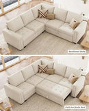 Belffin Modular Sectional Sleeper Sofa with Pull Out Couch Bed Velvet Convertible L Shaped Sectional Couch for Living Room Apartment Beige by CozyNest Decor