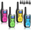 Wishouse Walkie Talkies for Kids Rechargeable Long Range,Xmas Birthday Gift for 4 5 6 7 8 9 Year Old Boys Girls,Hiking Gear Camping Games Cool Toys with NOAA,SOS Siren,Lamp,Lanyards,Easy to Use,4 Pack by TinyTreasures Baby Boutique