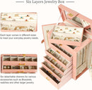 AKOZLIN Large Jewelry Box Organizer Functional Lockable with Big Mirror, Leather Jewelry Storage Case for Women Girls Ring Necklace Earring Bracelet Holder Organizer Pink by TinyTreasures Baby Boutique