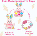 Baby Rabbit Musical Stuffed Animals Toy,Infant Bunny Bilingual Early Learning Education Toy with Light-Up Music & Crinkle,1st Easter Basket Shower Stuffers for 0 1 2 3 6 9 12 18 Month Girl,Pink by TinyTreasures Baby Boutique