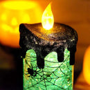 Eldnacele Halloween Snow Globe Candles Lighted Lamp, Battery Operated Spooky Spinning Water Glittering Tornado Candle Flameless Candles Table Centerpiece for Halloween Decoration Indoor(Spider) by CozyNest Decor