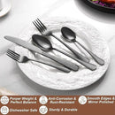 20 Pcs Black Silverware Set for 4 with Hammered Design, Food Grade Stainless Steel Flatware Set, Eating Utensils Sets Include Fork/Knife/Spoon, Cutlery Set, Dishwasher Safe by CozyNest Decor
