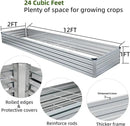 12x2x1FT Galvanized Raised Garden Beds Kit Large Outdoor Metal Gardening Planter Box for Vegetable Elevated Flower Herbs, Silver by GreenHaven Gardens