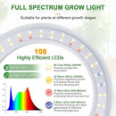 LORDEM Grow Light for Indoor Plants, 7.9" Full Spectrum LED Plant Grow Light, Height Adjustable Growing Lamp with Auto Timer 4H/8H/12H, 6 Dimmable Levels, Ideal for Indoor Large Tall Plants Growth by GreenHaven Gardens
