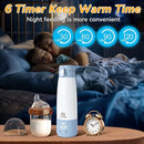 BEBOAN Portable Bottle Warmer for Travel On The Go, Portable Milk Warmer 5-Temp Setting with Lock 12oz Large Capacity, Cordless for Heating Breast Milk Charging with 55w Charger to Get Fast Charging by TinyTreasures Baby Boutique