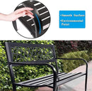 Garden Bench,Outdoor Benches,Iron Steel Frame Patio Bench with Mesh Pattern and Plastic Backrest Armrests for Lawn Yard Porch Work Entryway,Black by CozyNest Decor