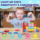Mini Magnetic Tiles for Kids, Magnetic Building Set, Construction STEM Travel Toys for Boy Girl Ages 3+, Montessori Preschool Learning Educational Sensory Magnet Creative Toy Gift for Toddlers, 32 Pcs by TinyTreasures Baby Boutique