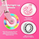 Scooter for Kids Ages 3+, Teens, Foldable Kick Scooter with Light up Wheels, Kickstand, 3 Adjustable Levels, Rear Brake, Lightweight Boys Girls Outdoor Toys for Kids 8-12, Pink by TinyTreasures Baby Boutique