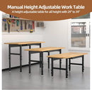 48” Chipboard Wood Work Bench Work Table, Mental Tool Heavy-Duty Adjustable Workbench, 3000 Lbs Capacity Tool Bench Workstation for Garage, Workshop by GreenHaven Gardens