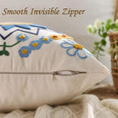 Embroidered Throw Pillow Cover 18x18 Classic Boho Floral Pattern Pillows Cover Outdoor Decorative Pillowcase,Durable Cozy Textured Cushion Case for Sofa Couch Bed Living Room,Blue Orange by CozyNest Decor