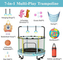 LAMERGE 55" 7-in-1 Round Trampoline for Kids Boys & Girls Ages 1-8, Indoor & Outdoor Trampoline for Fun, Adjustable Height Handrail ＆ Enclosed Safety Net ＆ Durable Designs for Toddlers Children by TinyTreasures Baby Boutique
