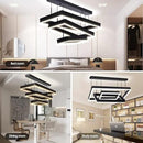 Modern 3 Rings Rectangle Chandelier for Living Room - Adjustable Height Luxury Foyer Lighting Fixture for High Ceiling, Hanging Dining Room LED Pendant Light by CozyNest Decor