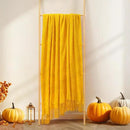inhand Knitted Fall Throw Blanket for Couch and Bed, Knit Fall Decor Halloween Blanket with Tassel, Mustard Yellow Lightweight Decorative Farmhouse Warm Woven Blankets and Throws for Women, 60"x80" by CozyNest Decor