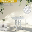 Outvita Patio Side Table, 21.3in Outdoor Square Cast Aluminum Bistro Table with Umbrella Hole and Antique Design for Backyard Porch Pool Balcony Deck White by GreenHaven Gardens