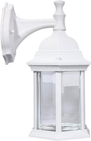 LIT-PaTH Outdoor Wall Lantern, Wall Sconce as Porch Lighting Fixture, E26 Medium Base Max 60W, Aluminum Housing Plus Glass, Matte White Finish, 1-Pack by GreenHaven Gardens