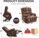 Large Power Lift Recliner Chair with Massage and Heat for Elderly, Ergonomic Backrest, Infinite Adjust, 2 Side Pockets,USB and Type-C Ports, Chenille Brown by CozyNest Decor