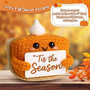 Tis The Season Fall Decor | Mini Crochet Pumpkin Pie Plush | Small Handmade Autumn Halloween Thanksgiving Items for Home Office Indoor Table Decoration Christmas Stocking Stuffer Ornament by CozyNest Decor