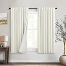 DANCURTON 100% Blackout Linen Curtains 45 Inches Long 2 Panel Short Length Kitchen Curtain for Small Window Treatment Basement Cafe Thermal Insulated Energy Efficient Drapes for Bedroom Bathroom Cream by CozyNest Decor
