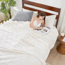 Cozy Bliss Checkered White Faux Rabbit Fur Throw Blanket, Soft Fuzzy Fluffy Minky Cream Furry Blankets for Couch, Bed (50 * 60 Inches Ivory) by CozyNest Decor