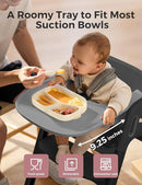 Momcozy DinerPal Wooden High Chair for Babies, Toddlers & Adults Up to 308 Lbs, Convertible Baby Highchair with Food-Grade Tray, Dishwasher-Safe, Adjustable & Ergonomic, Midnight Black by TinyTreasures Baby Boutique