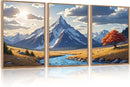 HPNIUB Landscape Mountain Wall Art Set, Rustic River Sunrise Pine Tree Forest Nature Scenry Wilderness Art Print, Farmhouse Grassland Modern Sky Decorative for Living Room, Bedroom, Office-16 x24 x3 by CozyNest Decor