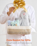 KALLAX Small Woven Basket, 12 x 8 x 4.5 Inches, Storage Basket for Organizing, Cute Small Rope Shelf Closet Cube Storage Bins Baskets for Shelves, Dog Toy Gift Baskets Empty, 3 Pack Gradient Brown by TinyTreasures Baby Boutique