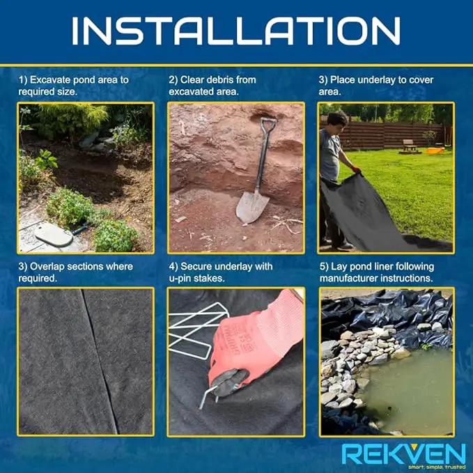 10 x 15 Feet Pond Liner Underlayment Non Woven Geotextile with 15 U-Pins, photo 7 of 7