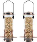 MIXXIDEA Wild Bird Feeders for Outdoors Hanging 2 Pack Stainless Steel Tube Bird Feeder, Water Resistant Finch Bird Feeder for Garden Backyard Decoration Attractive Metal Thistle Feeder (Copper) by GreenHaven Gardens