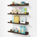 Forbena Rustic Picture Ledge Shelf Set of 4, Floating Picture Shelves for Wall with Lip, Wood Photo Ledge Shelves for Bedroom, Living Room, Office, Wall Decor (23.1 Inch Wide, Dark Brown) by TinyTreasures Baby Boutique