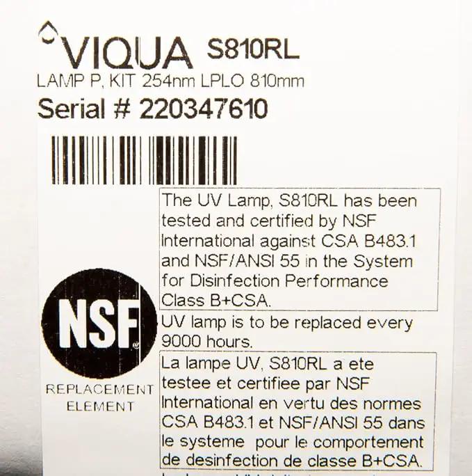 Viqua S810RL Replacement Water System UV Lamp for S8Q-PA, photo 3 of 9