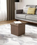15 Inches Small Folding Storage Ottoman Cube, Storage Footrest, Foot Rest Stool, for Living Room, Bedroom, Dorm, Hallway, Entryway, Brown by CozyNest Decor